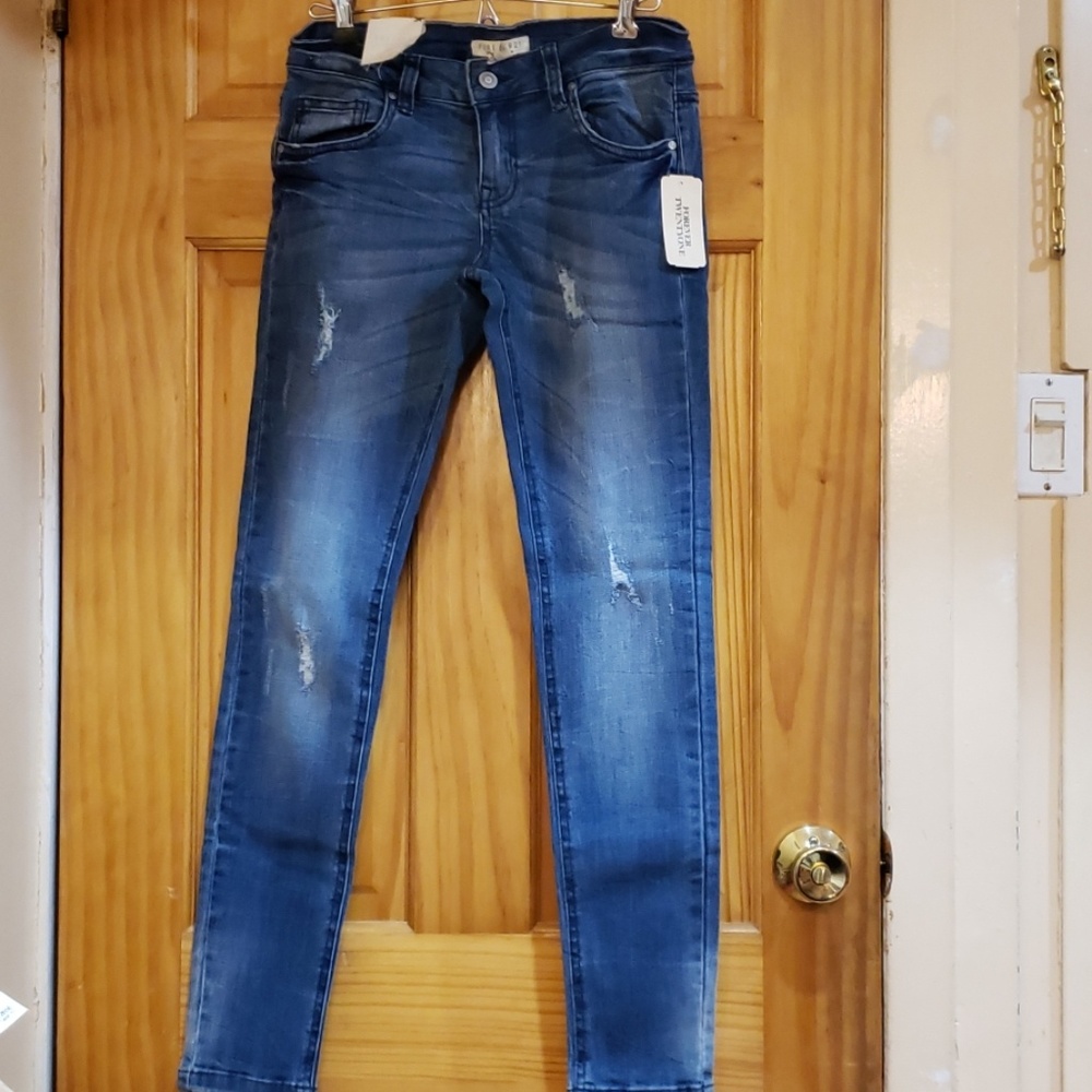 Forever 21 Skinny Ripped Jeans Medium Wash Sz 25